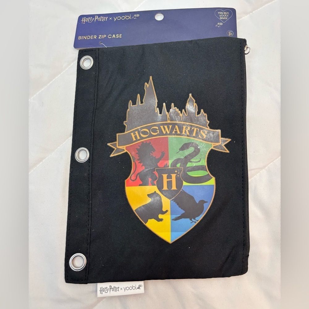 Yoobi Harry Potter Black Hogwarts Binder Zip pencil Case NWT